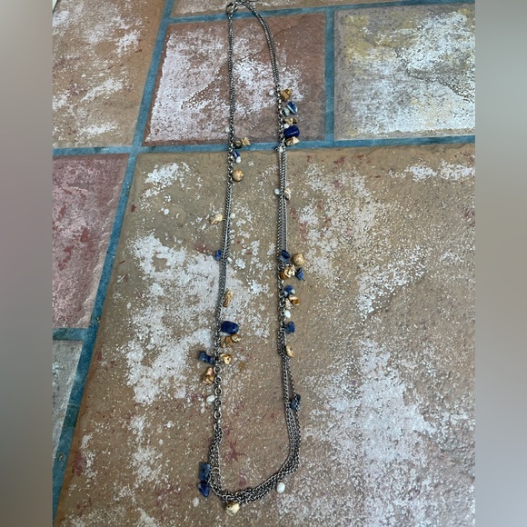 Cold Water Creek Polished Stone and Pearl Silver Necklace - Picture 2 of 4